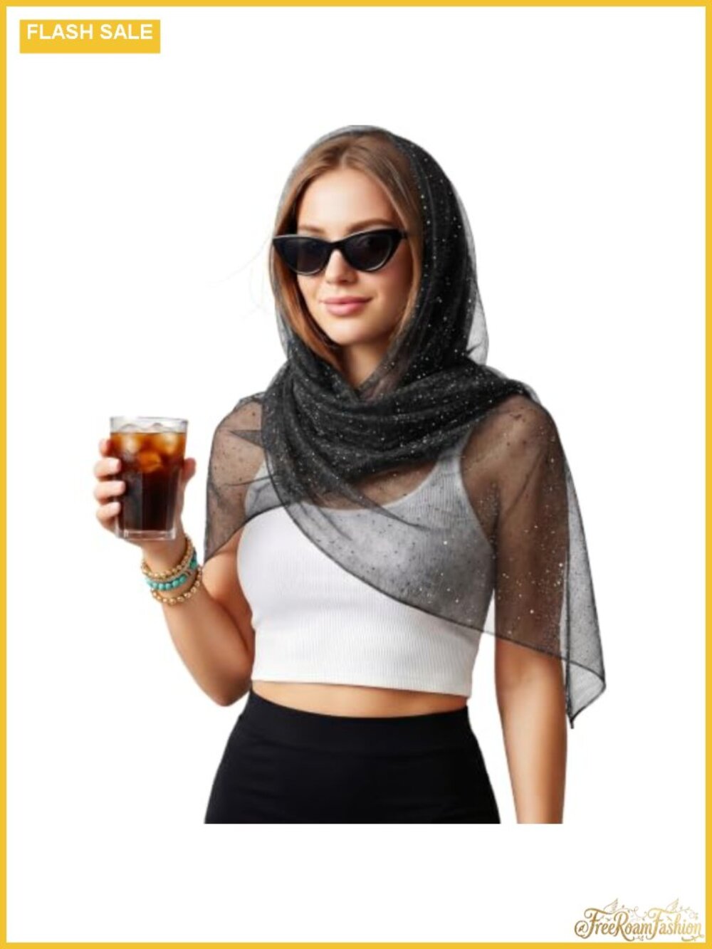 Glitter Rave Scarf Shawl Wrap Sequin Sparkly Sheer Mesh Versatile Cover-Up